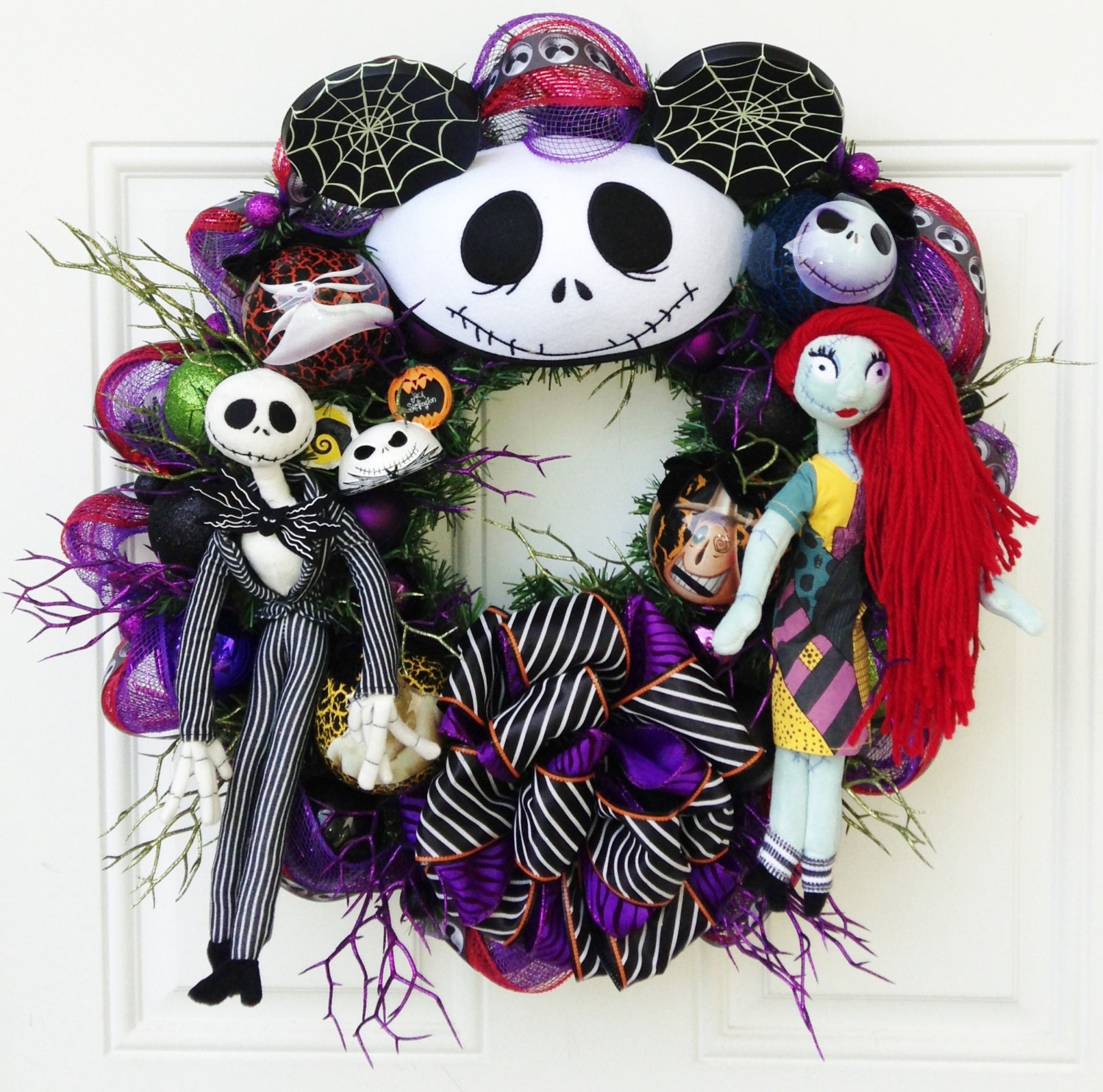 Nightmare Before Christmas Wreath with Jack Skellington and Sally