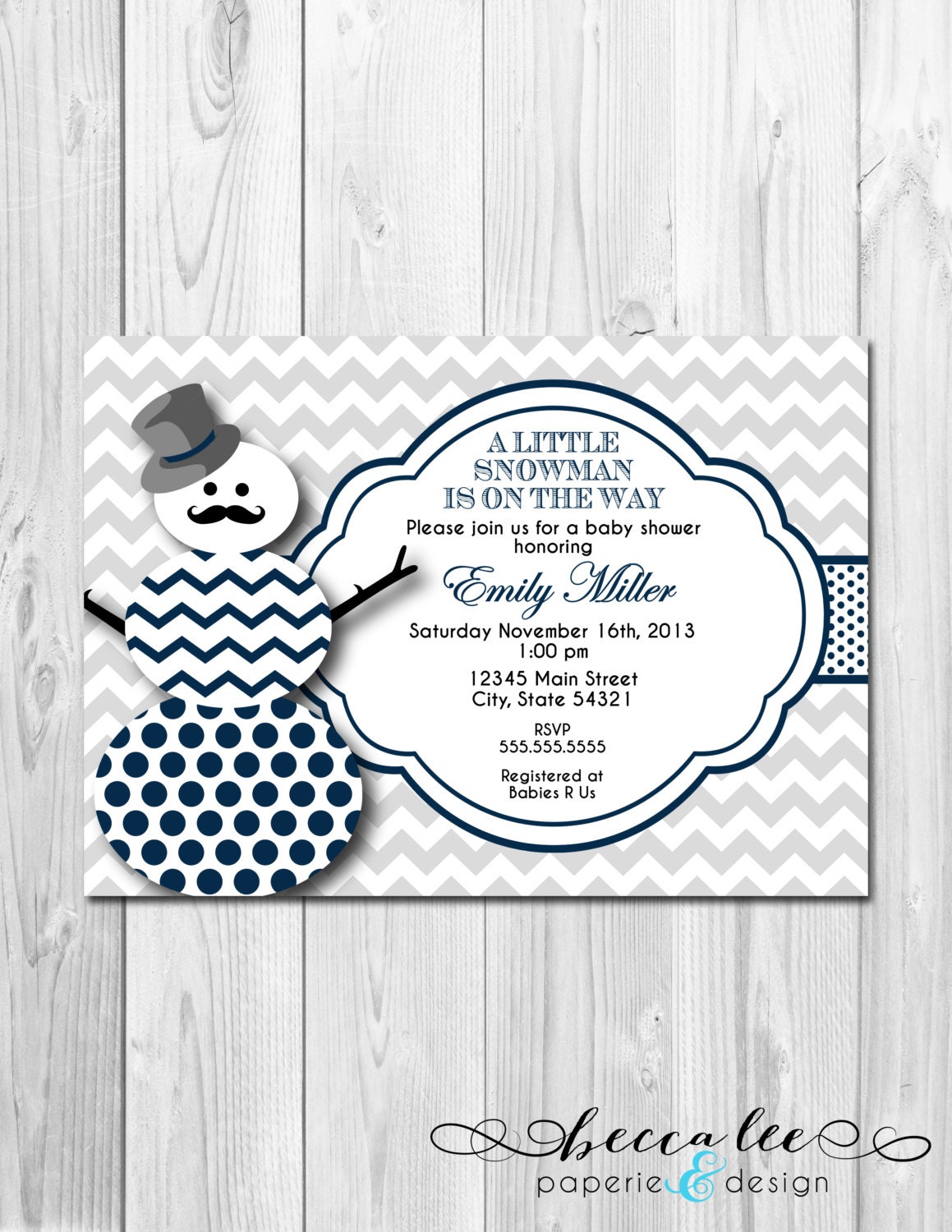 Little Snowman Baby Shower Invitation - Blue and Grey - DIY - Printable Il_570xn