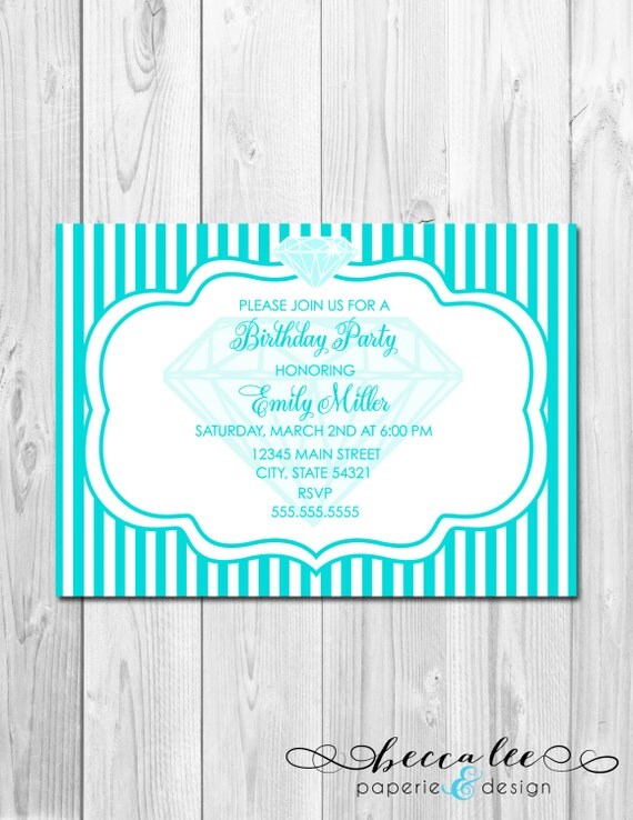 Bridal Shower, Birthday Party, Bachelorette Party, Engagement Party Invitation - Blue Diamonds - DIY - Printable Il_570xn