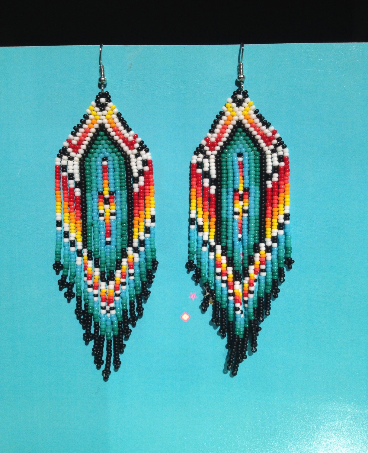 Colorful Beaded Earrings Made With Many Colors Such As White