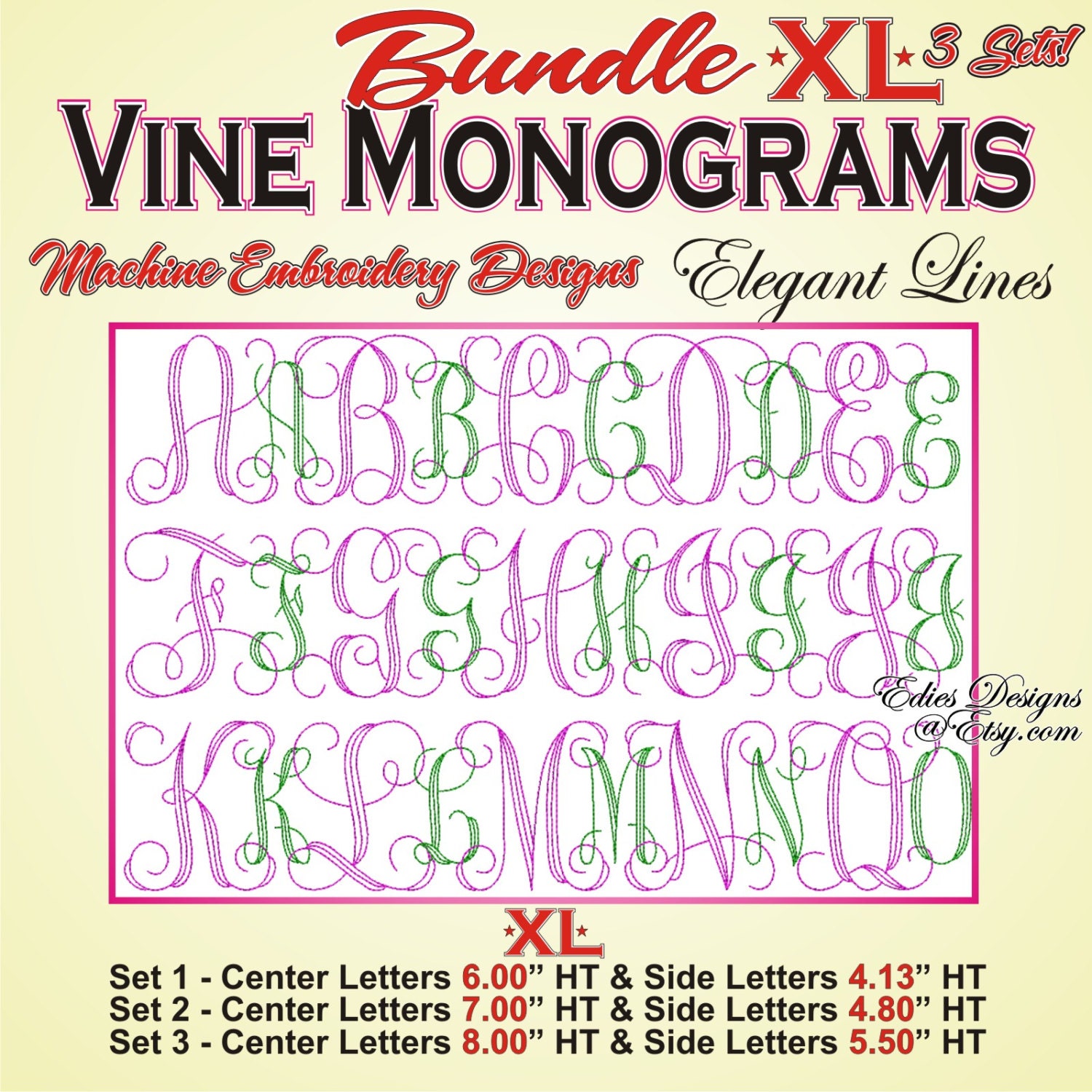 Vine Monograms Elegants Lines BUNDLE XL Monogram Font