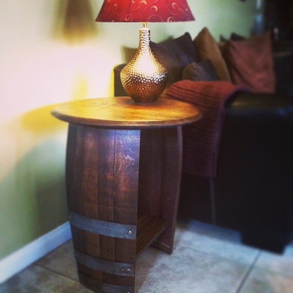 Wine Barrel End Table by WineBarrelFurniture on Etsy