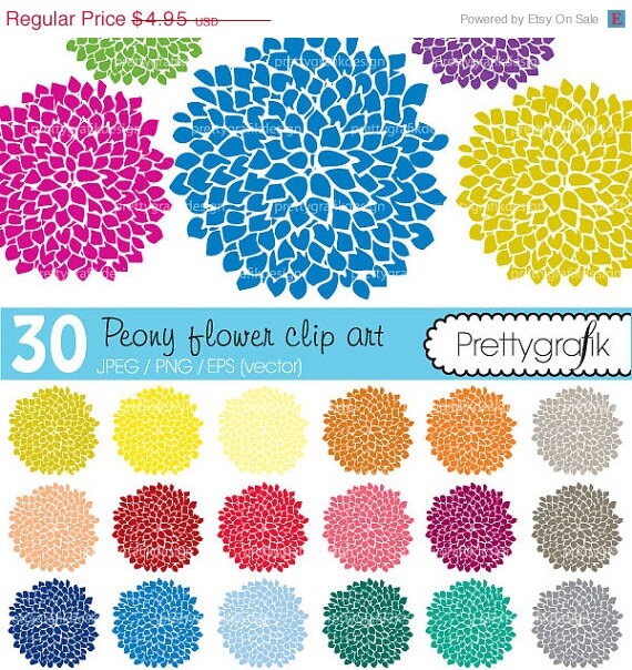 70% OFF SALE 30 peony flower abstract clipart commercial use, vector graphics, digital clip art, digital images - CL464 Il_570xn