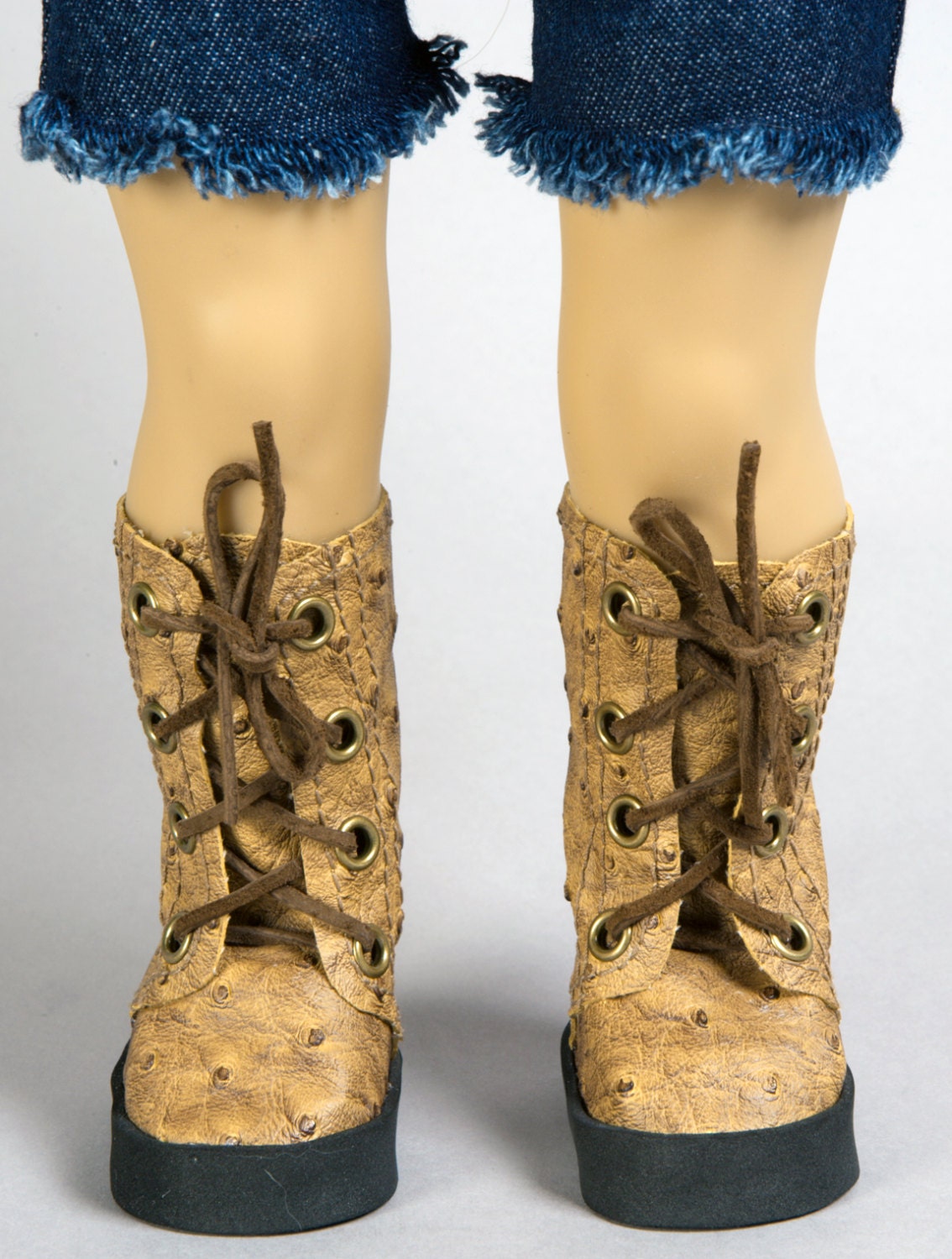 ostrich lace up boots