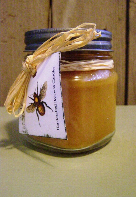 1 Pure BEESWAX Mason Jar Candle Farmer's by FarmersDaughterGifts