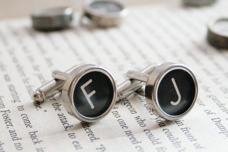 Personalized Cuff links, All letters avaliable, Authentic Typewriter cufflinks, Customized letters, Geek cufflinks, customizable jewelry - KfiatekGiftedHands