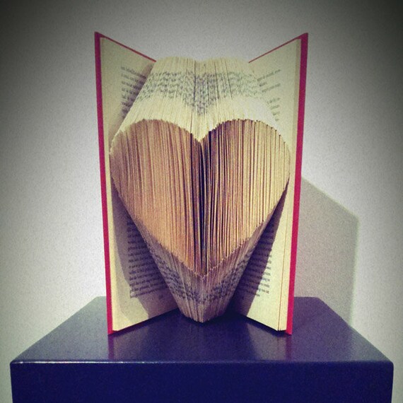 Items similar to Folded Book Art HEART Symbol Hand crafted