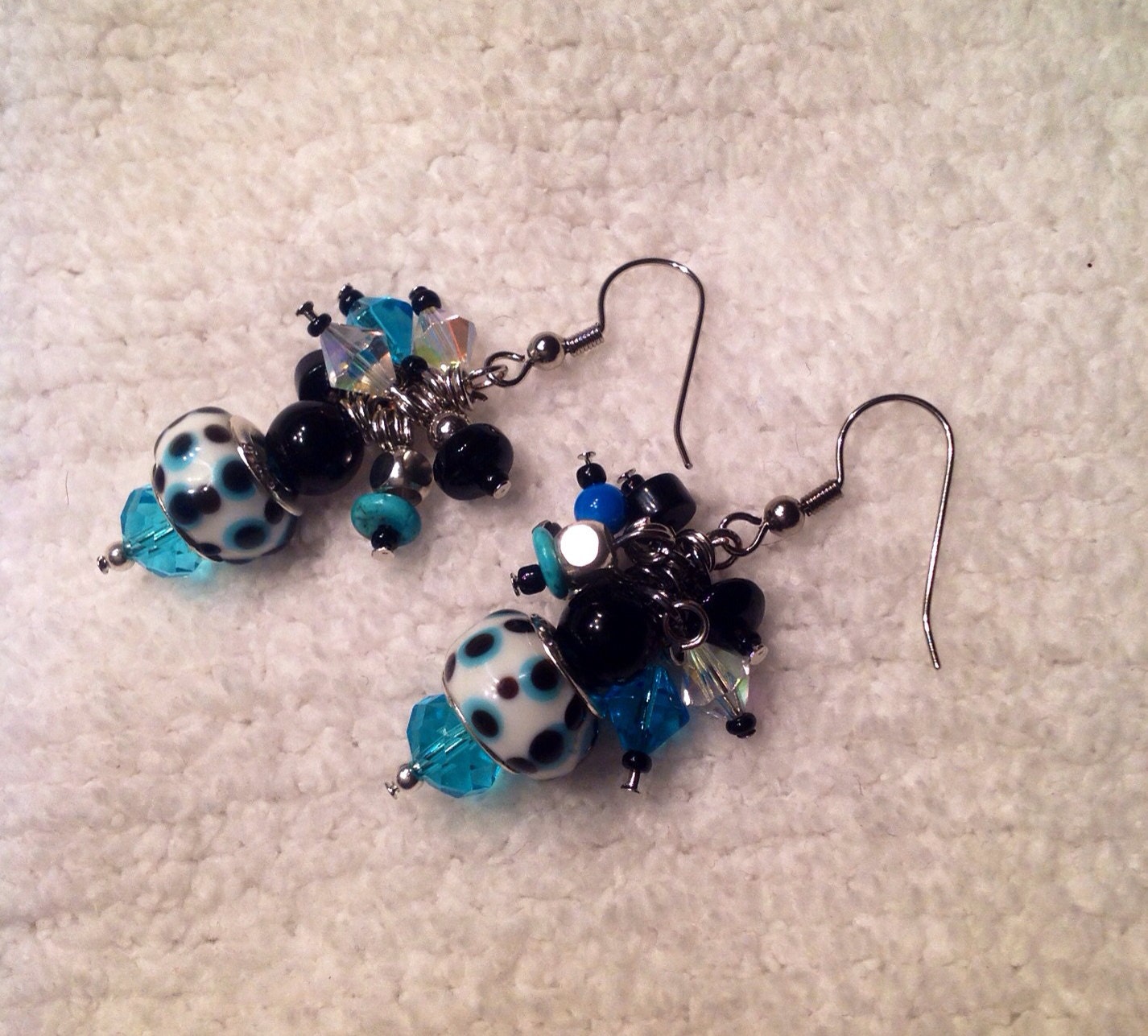Beautiful bright beaded earrings. Lampwork beads by