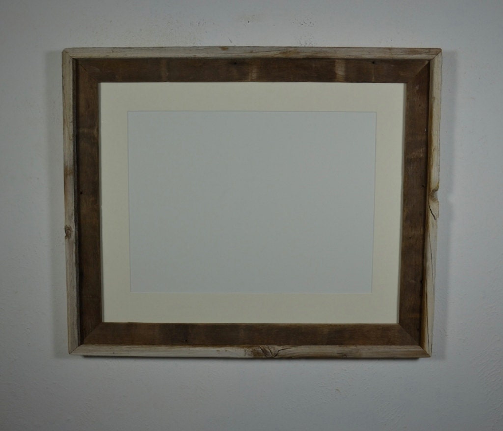 16x20 Weathered Wood Picture Frame With 12x16 Mat By Barnwood4u