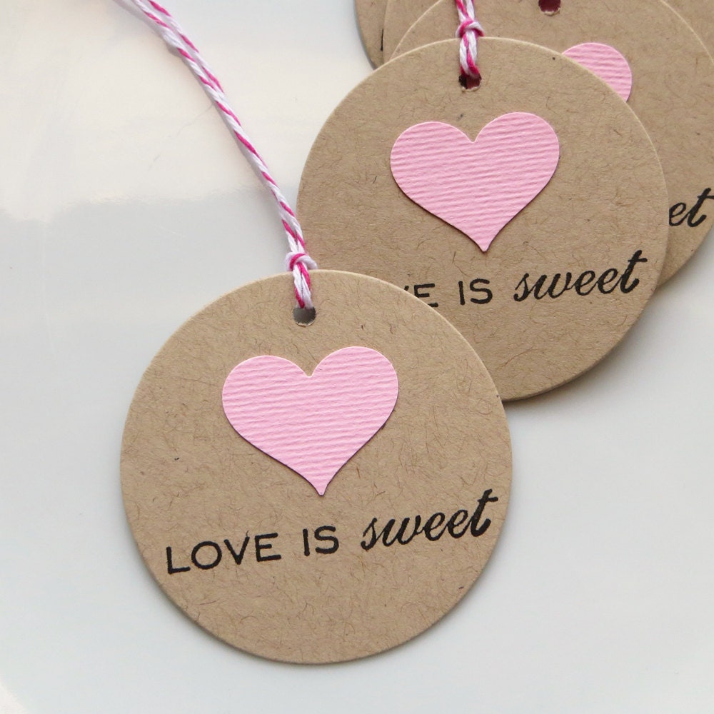Love is Sweet Tags Light Pink Heart - Set of 8 - Tags Valentine's Day Favor Tags Wedding Favor Tags Bridal Shower Love Il_570xn