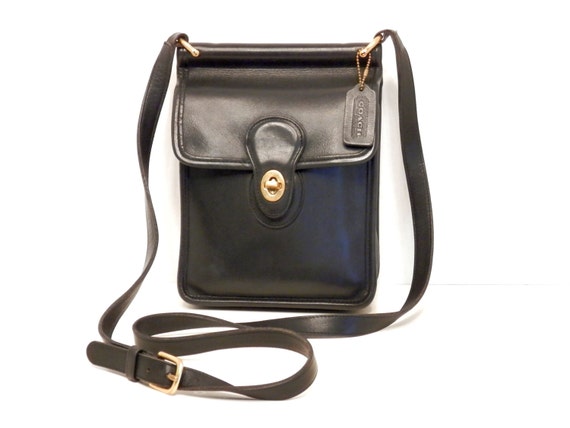 Coach Equestrian Courier Cross Body Bag  Small Black Leather Beekman