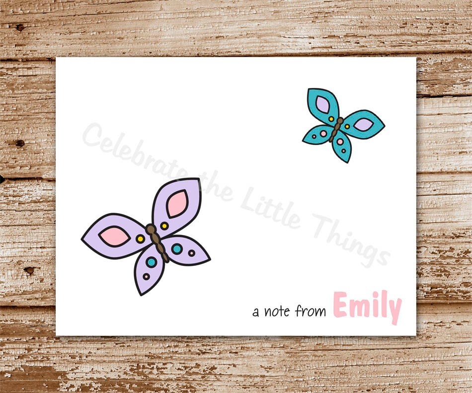 Set of 8 / Butterfly Note Cards / Personalized Stationery / Notecards Il_570xn