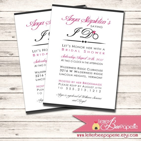 Bridal Shower Invitation - Custom Order to Match the Bride's Colors - DIY Printable Invite - Wedding - Rehearsal Dinner - Engagement Party Il_570xn