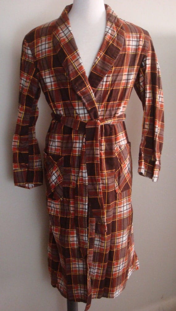 Items similar to Vintage Mens Plaid Bathrobe E&W Lounge Wear Robe