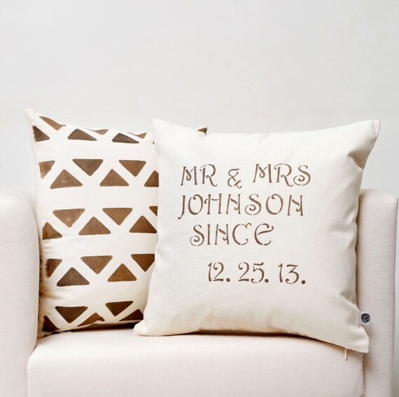Items similar to Personalized pillow cover Name and wedding date Mr and Mrs custom pillow cover