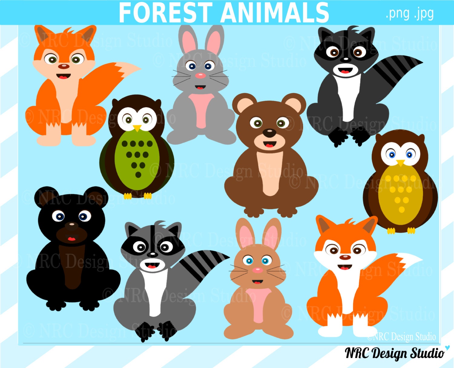 Animals Clip art - Forest Animals Clip Art - Digital Animals Clipart Il_570xn