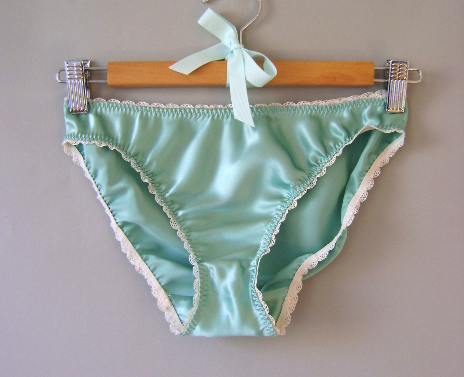 Mint Green Silk Satin Panties Knicker 7044