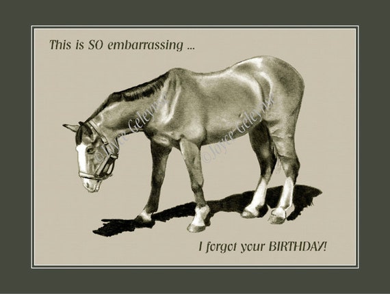 Printable Funny Belated Birthday Card Horse by FreshAirPrintables