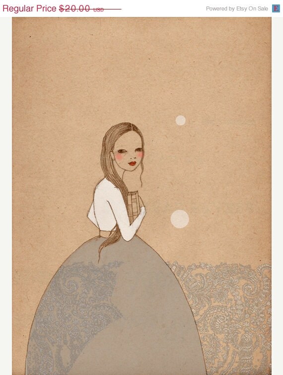 HOLIDAY SALE Book Girl 2 print of original drawing