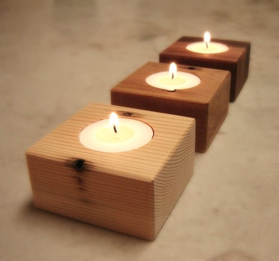 Three Wood Candle Holders From Reclaimed Cedar by andrewsreclaimed