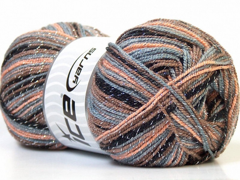 ICe Yarns Rakkas Silver Salmon Grey Brown Black Yarn - mysticbazaar ICe Yarns Rakkas Silver Salmon Grey Brown Black Yarn - mysticbazaar