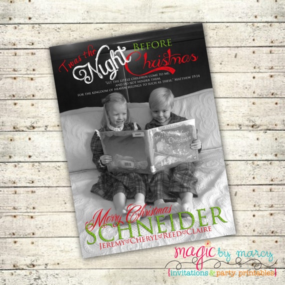 Customize your own Card: Twas the night before Christmas printable 5X7 Custom Christmas Photo Card Il_570xn