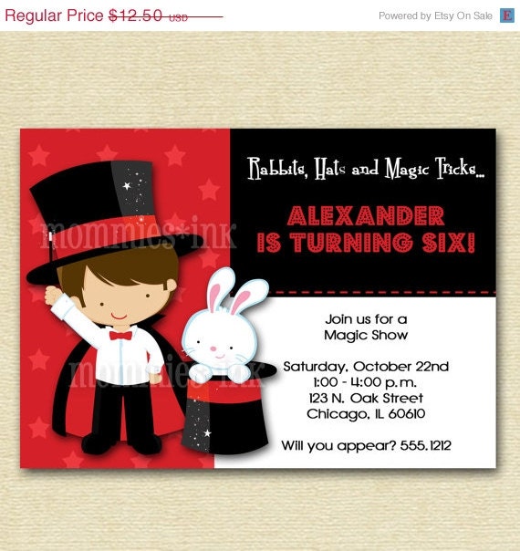 HOLIDAY SALE 10% off Magic Show Birthday Party Invitation - Photo Option Available - PRINTABLE Invitation Design Il_570xn