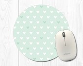 Heart Pattern Mint Green Mousepad - Mint Mouse Pad - Polka Dot Mousepad - fieldtrip