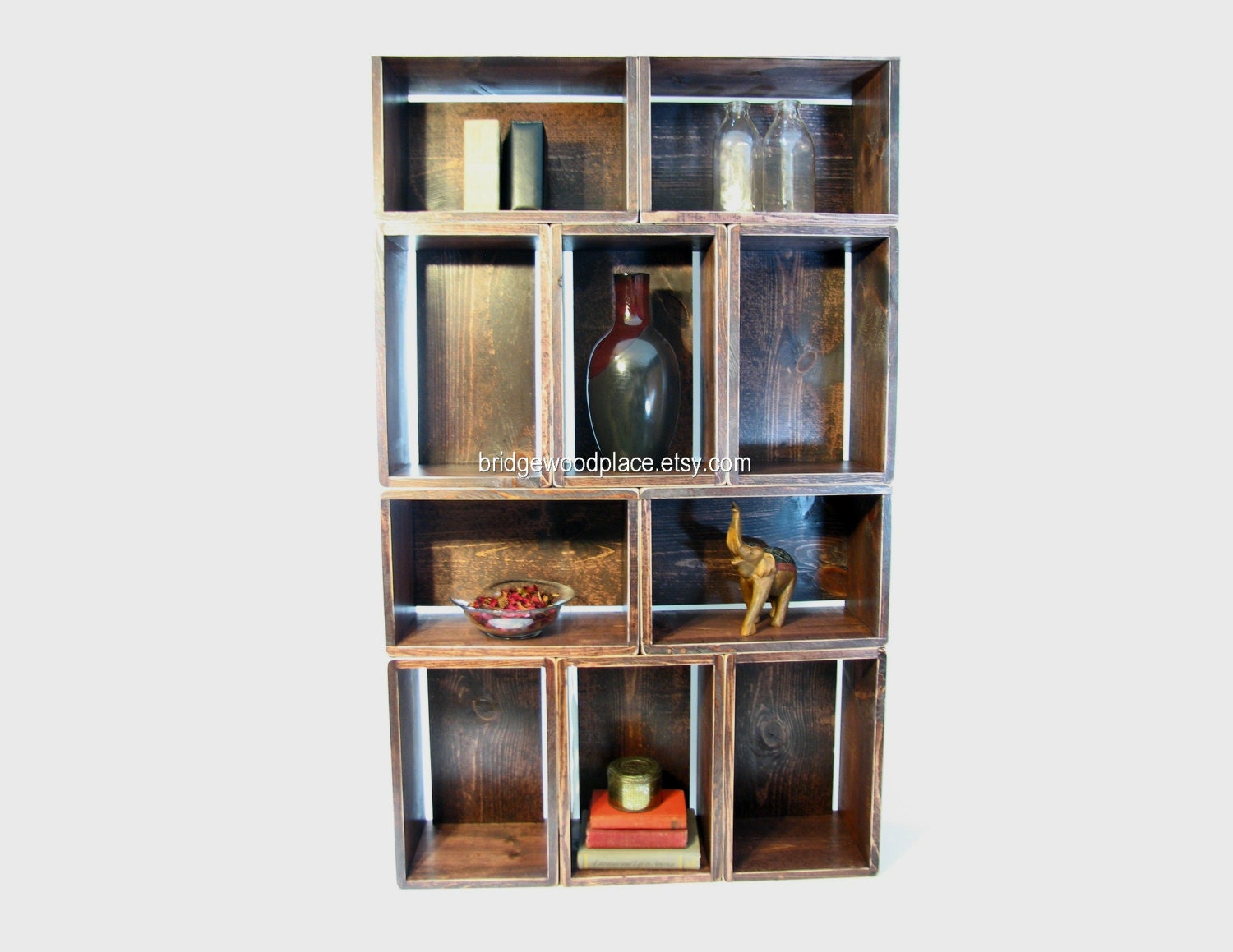 Bookcase Wooden Crate Furniture Bookshelf by BridgewoodPlace