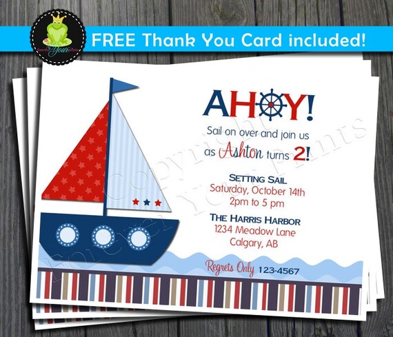 Nautical Birthday Invitation - Sailboat Party Invitation Il_570xn