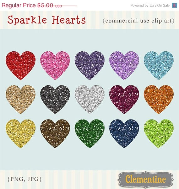 40% OFF SALE Sparkle Hearts clip art images, glitter hearts clip art, royalty-free - Instant Download Il_570xn