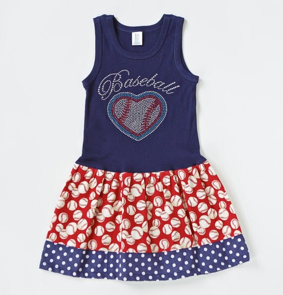 Girls Baseball Dress Girls Dress Girls Outfit by BabyThreadsByLiz