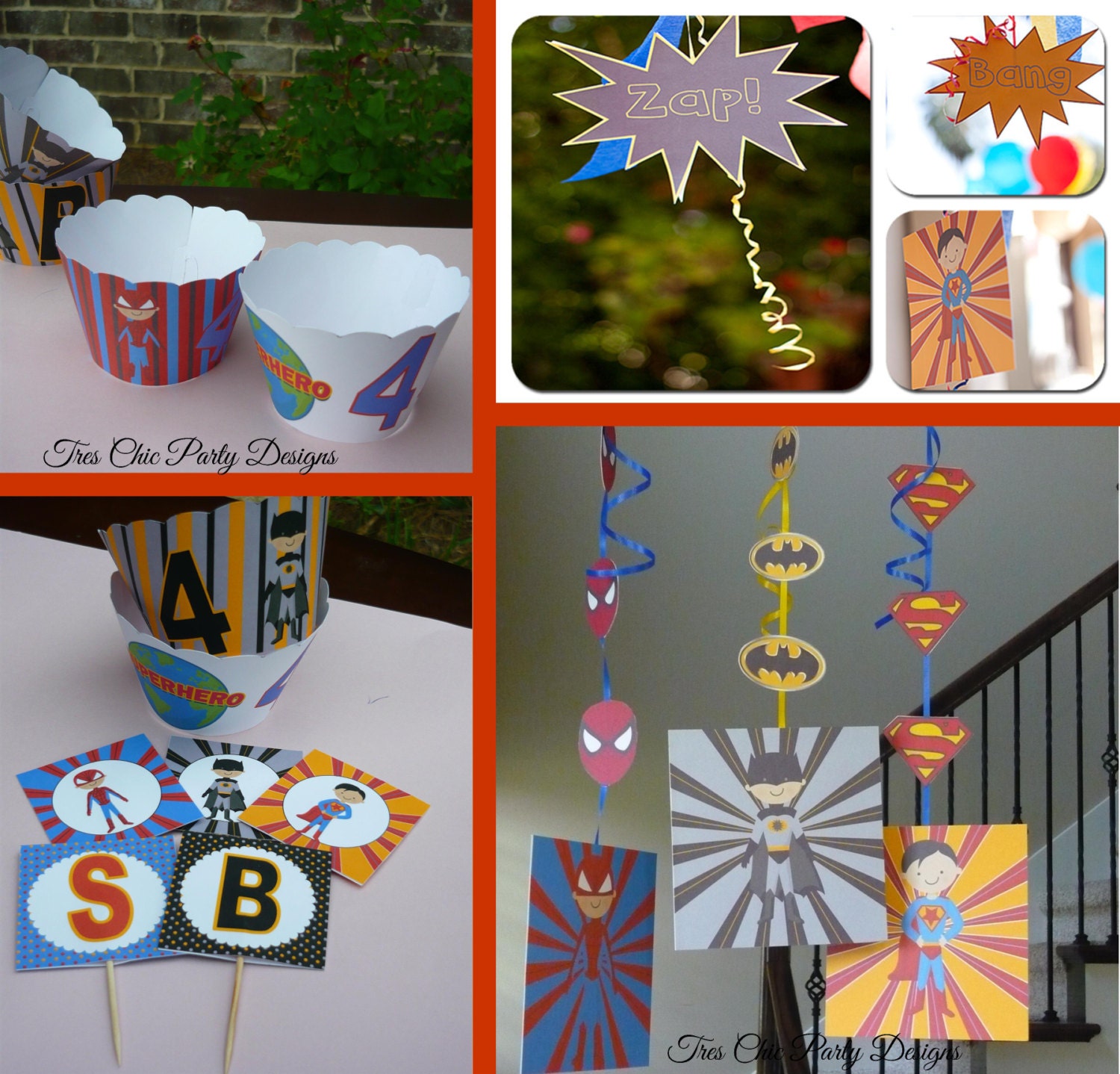 Super Hero birthday decoration, super hero, superman, spiderman, batman, birthday decoration, boy birthday decoration, super hero decoration Il_570xn