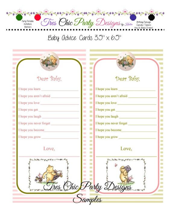 Baby advice cards, baby shower advice cards, classic pooh bear, pooh bear, baby shower pooh bear, baby advice cards, mommy advice cards Il_570xn