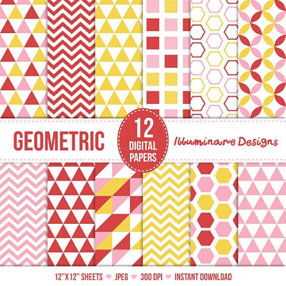 Geometric Digital Paper Digital Scrapbooking Paper In