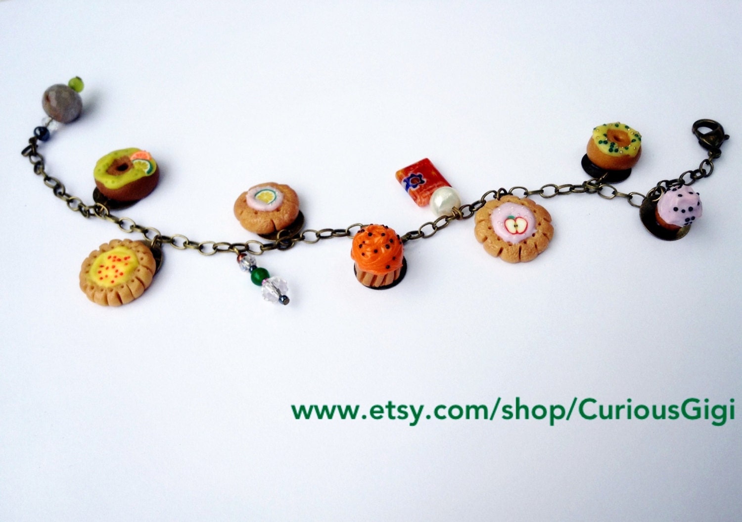 Unique Mini sweets charm  & gemstones  bracelet - CuriousGigi