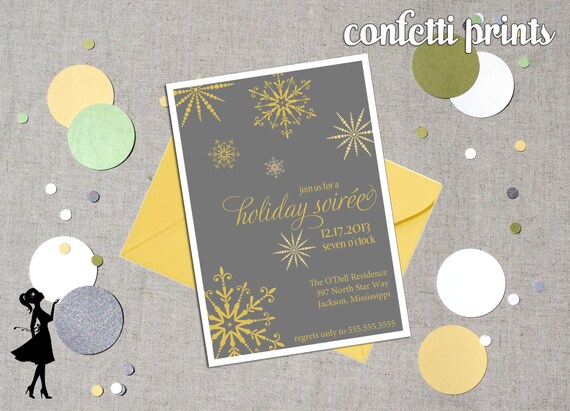 Holiday Party Invitation - SNOWFLAKE SOIREE Printable Il_570xn