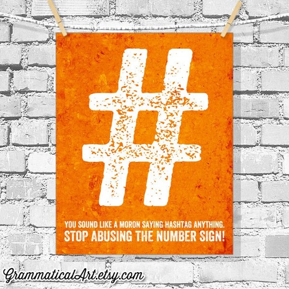 Hashtag Grammar Art Number Sign Typographic by GrammaticalArt