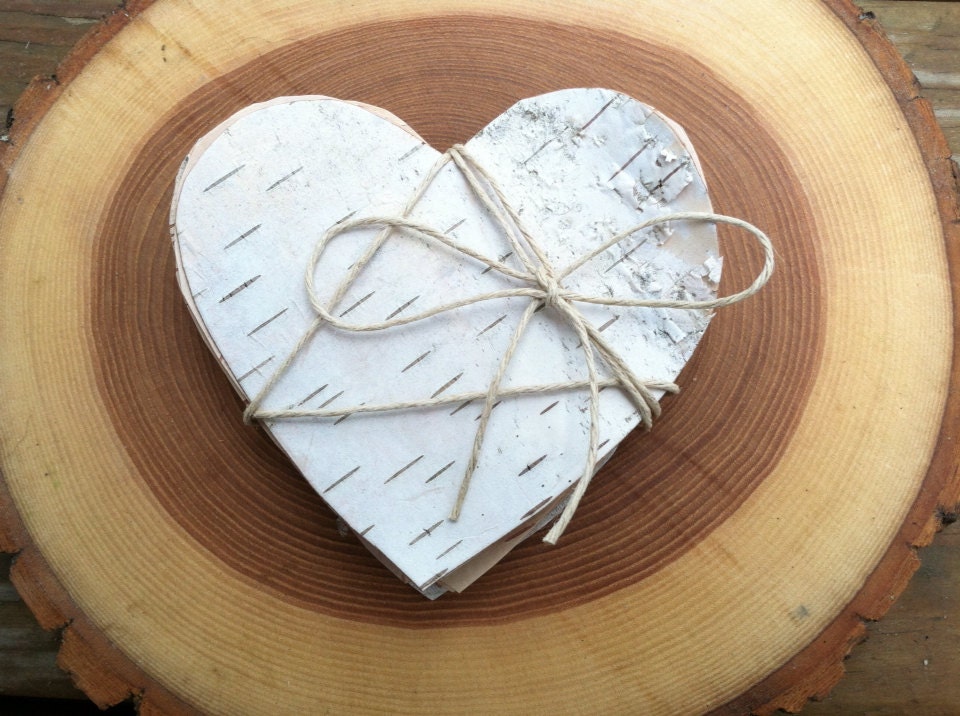 25 Birch Bark heart gift tags - LightofdayCreations
