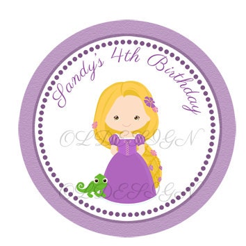 Rapunzel Tangled inspired Stickers, Cupcake Topper, Tags, great for birthday partys. Digital file Il_570xn