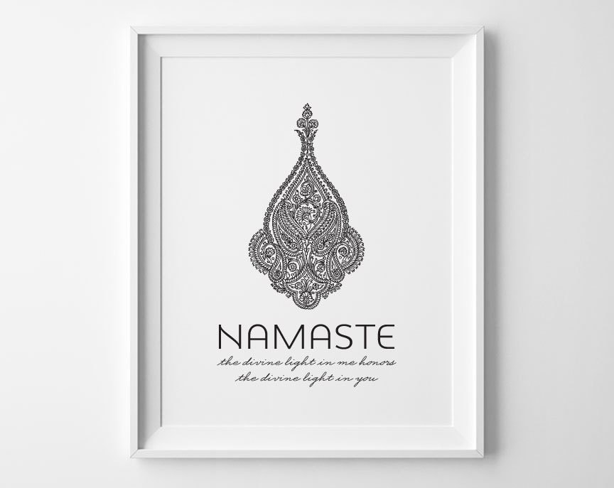 Yoga Poster, Namaste Inspirational Print, Yoga Studio Decor, Yoga Artwork, Black and White Art ...