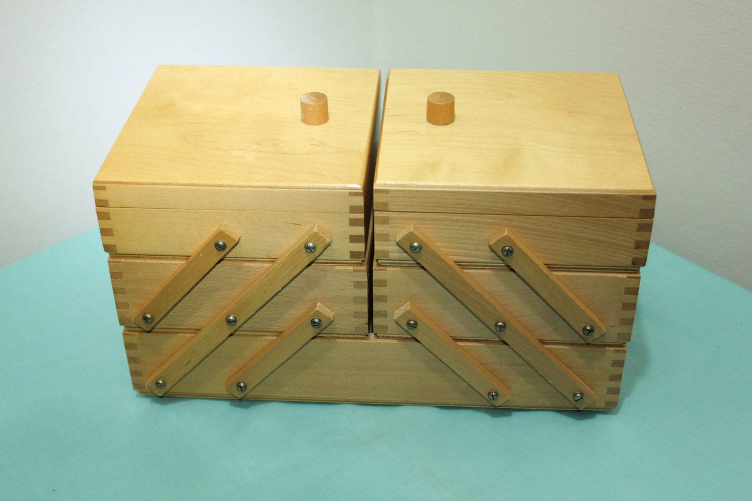 Fold Out Accordian Hinged Cantilever Sewing Box by lilAnnexPDX