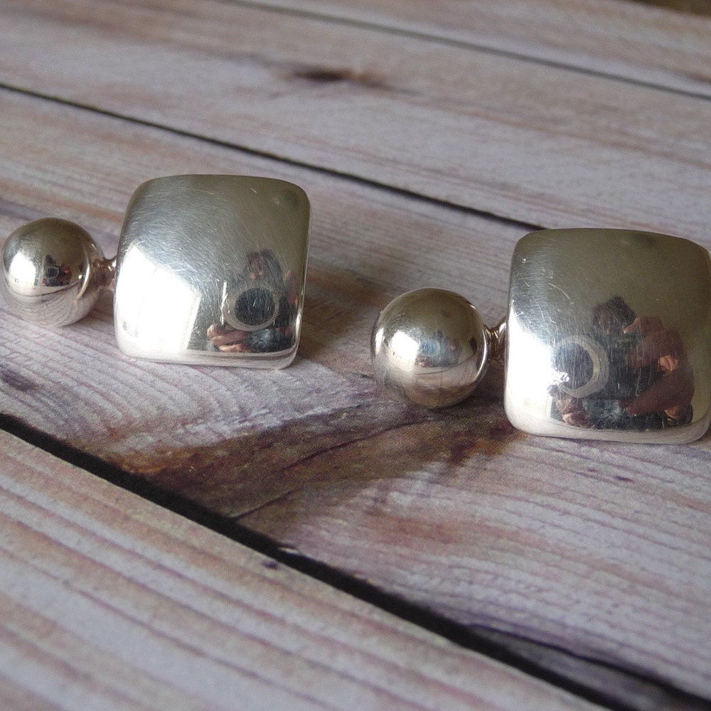 Vintage Sterling Silver Earrings, Mexican Silver Earrings, Pierced Earrings, Signed Jewelry, E055 - VLLDesigns
