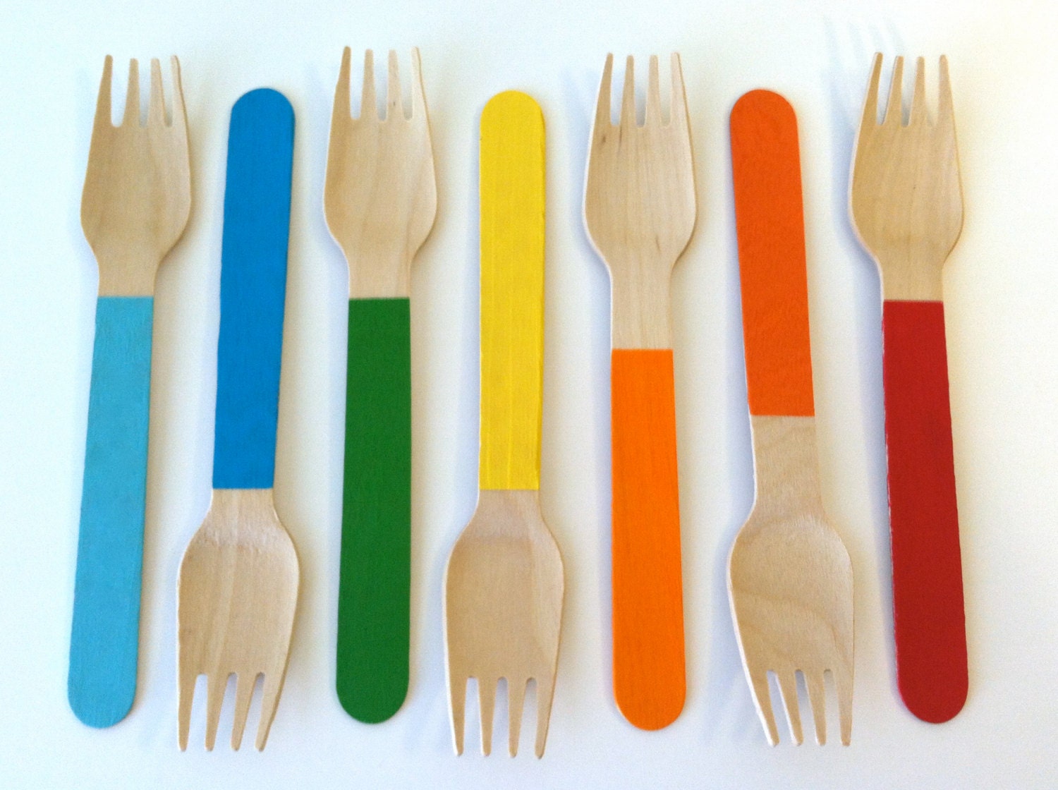 Colorful Wooden Utensils Set of 10 Disposable by HustleBustle