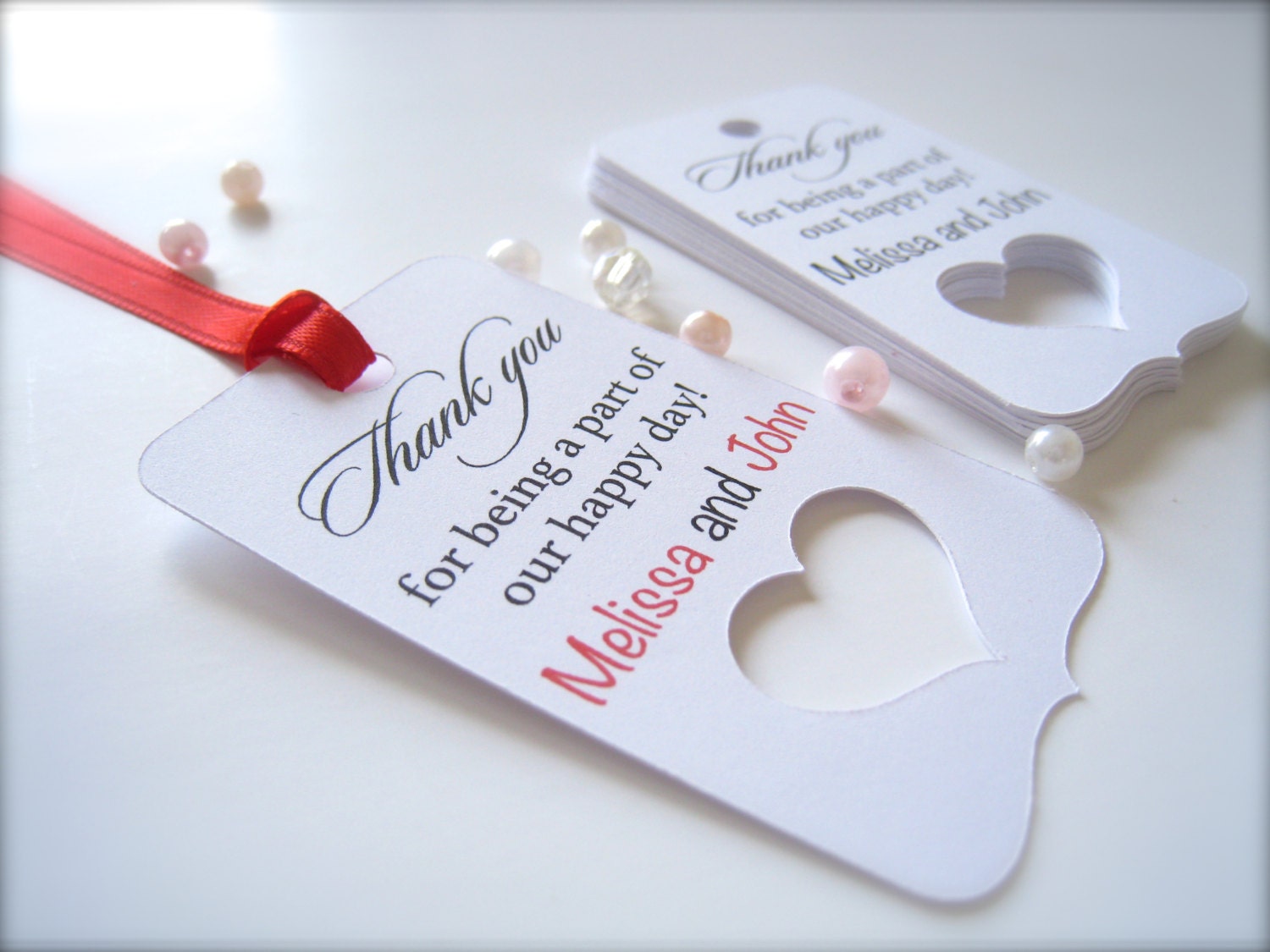 20 Personalized Wedding Favor Tags, die cut tags, Wedding tags, Thank You tags, Favor tags, Gift tags - PaperLovePrints