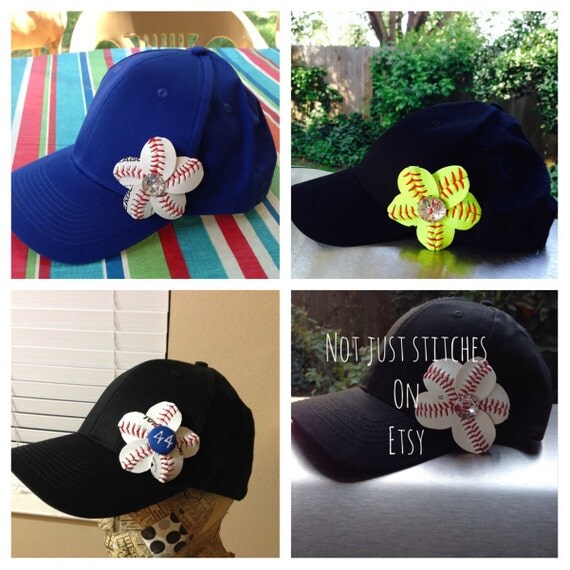 Baseball Flower Cap you choose color by NotJustStitches on Etsy