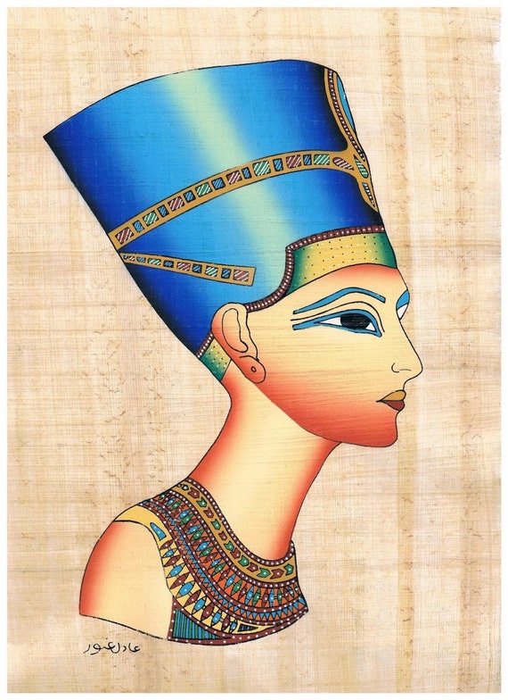 Items Similar To ORIGINAL HAND PAINTED Egyptian Papyrus Queen