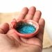 Mini Bird Bath - Crackle Aqua Glass - Ring Dish Home Decor - OOAK Vintage Plum - Ready to Ship
