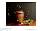 Copper Watering Can Still Life Photo Country Kitchen Photo Copper Green Herb Rosemary Early American Decor Dining Room Print - CatinoCreations