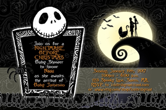 Nightmare Before Christmas Baby Shower Invitation (Orange Font can be ...
